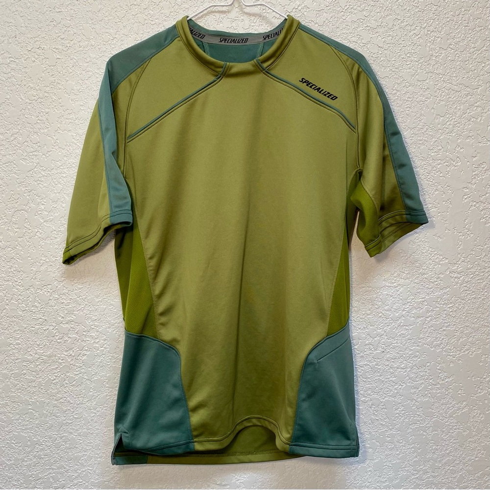 Specialized Cycling Jersey Shirt Men’s Medium Green Short Sleeve with Zip Pocket